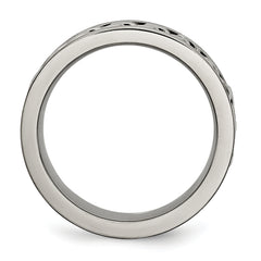 Titanium Brushed Chain Inlay Unisex Wedding Band Engravable Comfort Fit