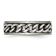 Titanium Brushed 7mm Chain Inlay Band