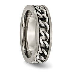 Titanium Brushed 7mm Chain Inlay Band