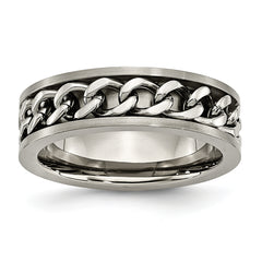 Titanium Brushed 7mm Chain Inlay Band