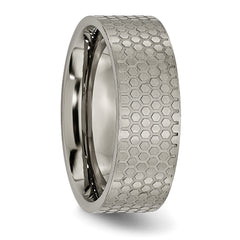 Titanium 8mm Flat Wedding Band with Brushed Finish Engravable Unisex