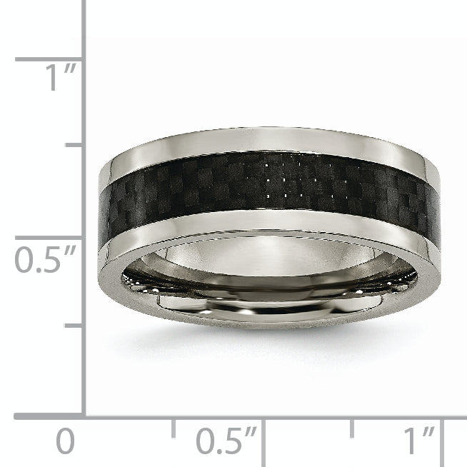 Titanium Unisex Wedding Band with Black Carbon Fiber Inlay Engravable