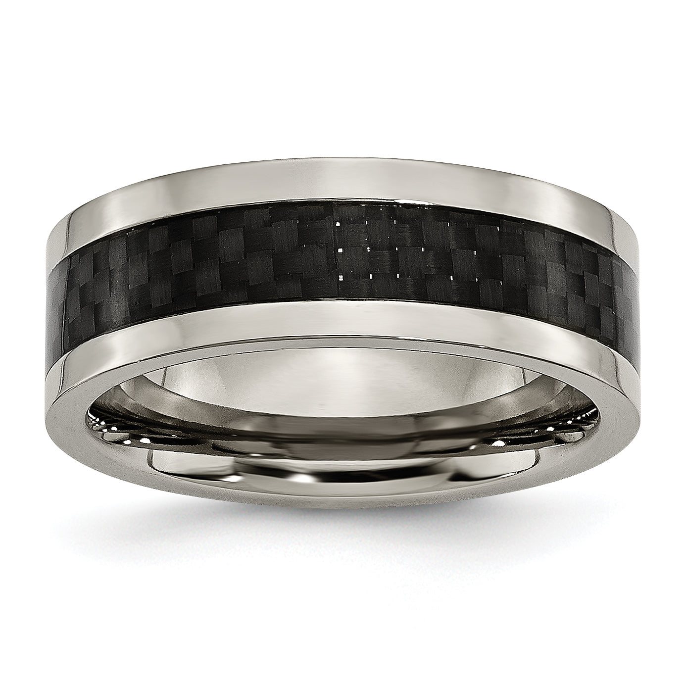 Titanium Polished with Black Carbon Fiber Inlay 8mm Band