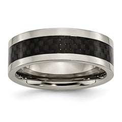 Titanium Polished with Black Carbon Fiber Inlay 8mm Band