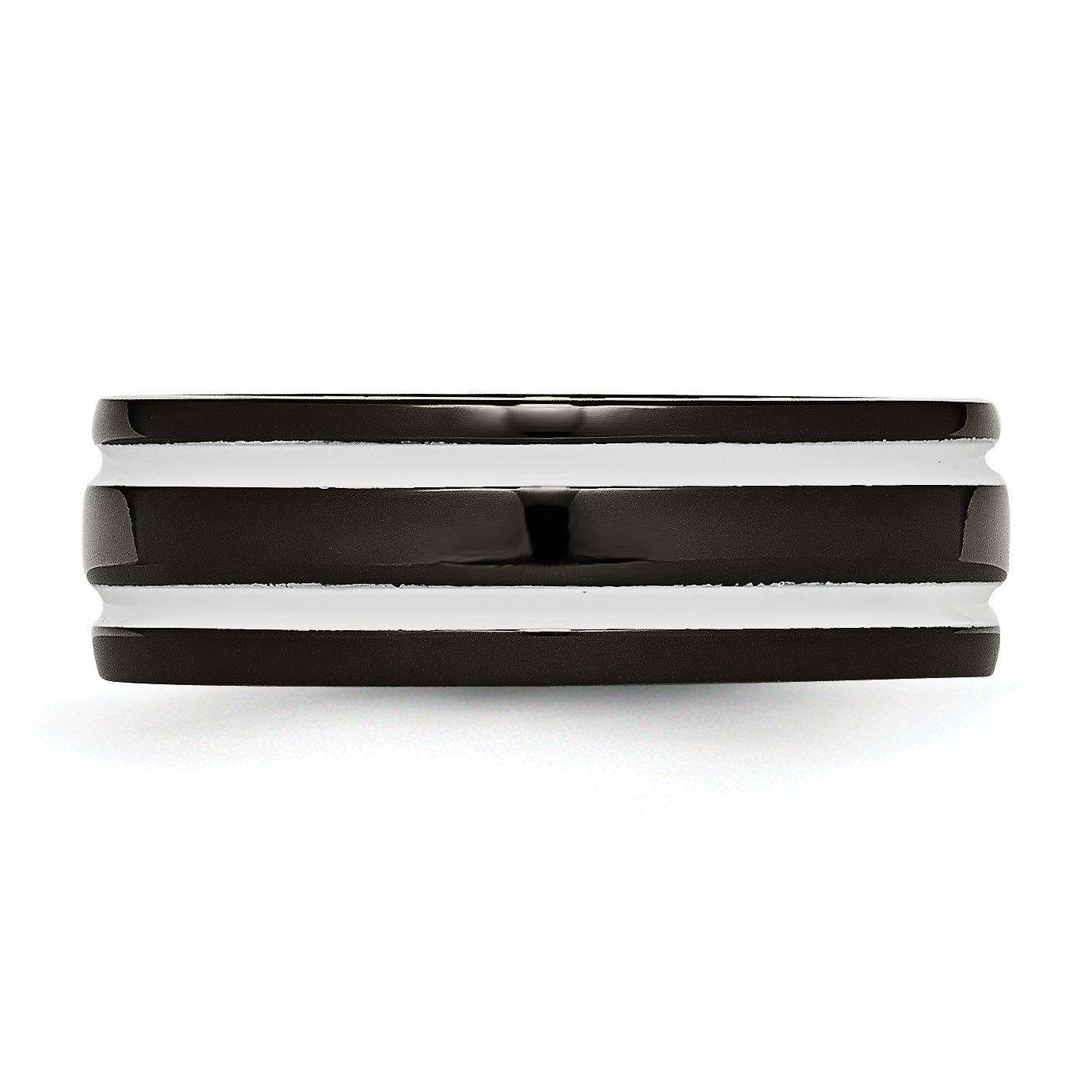 Sophia Jewelers Titanium Unisex Wedding Band with Engravable Black IP Polished Finish