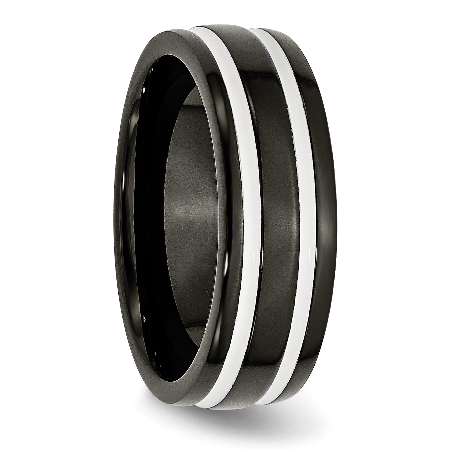 Titanium 8mm Black IP-plated Polished Band