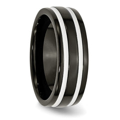 Sophia Jewelers Titanium Unisex Wedding Band with Engravable Black IP Polished Finish