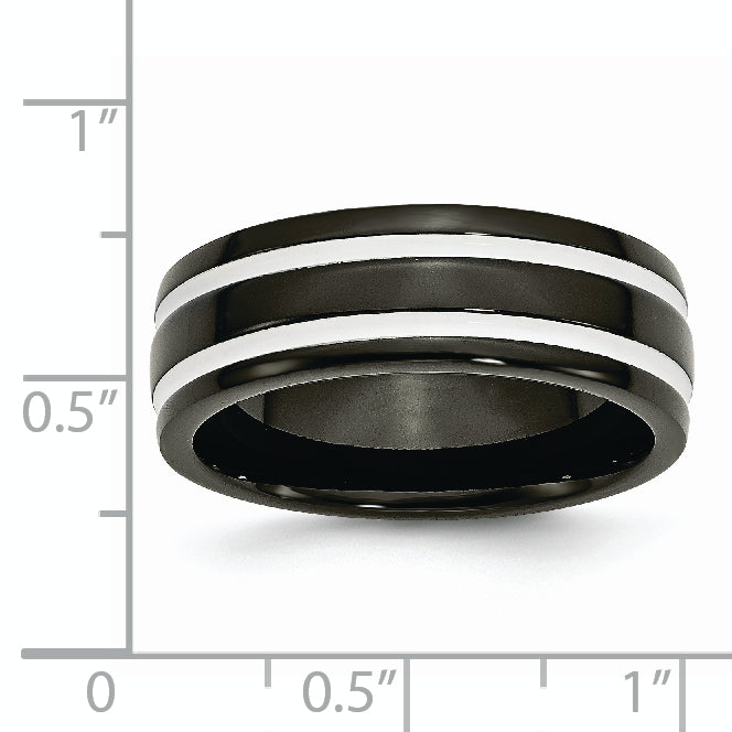 Titanium 8mm Black IP-plated Polished Band