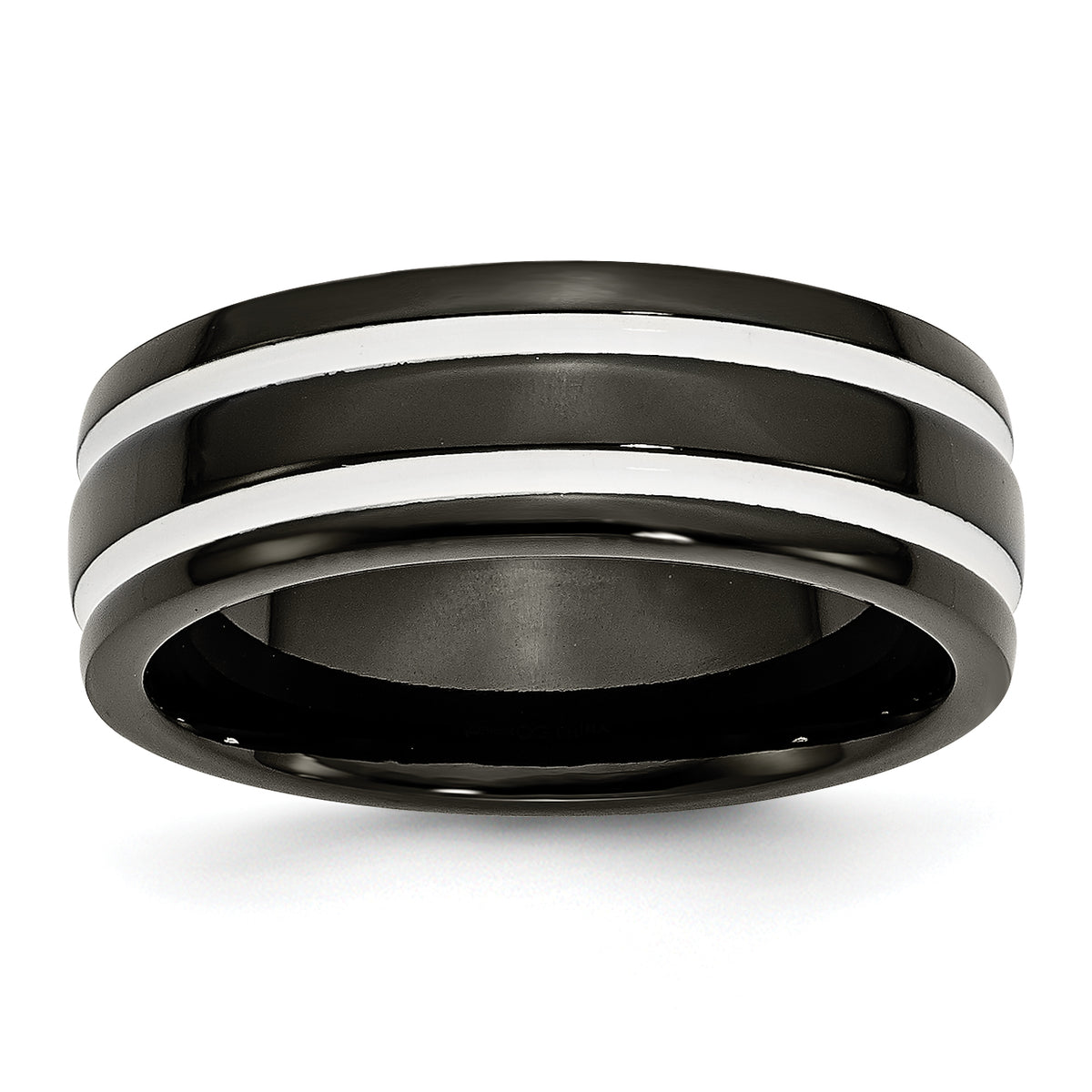 Titanium 8mm Black IP-plated Polished Band