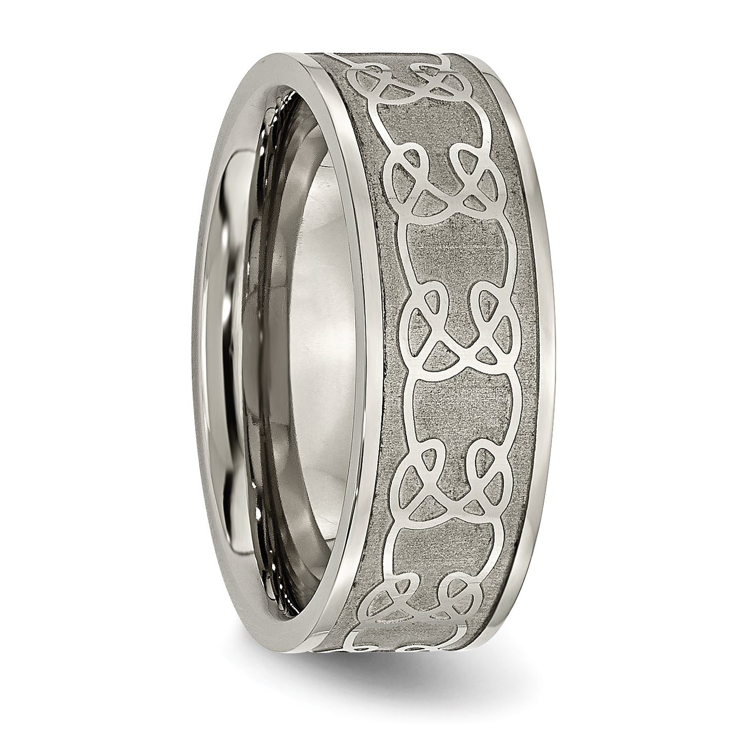 Titanium Brushed Center 8mm Scroll Design Band