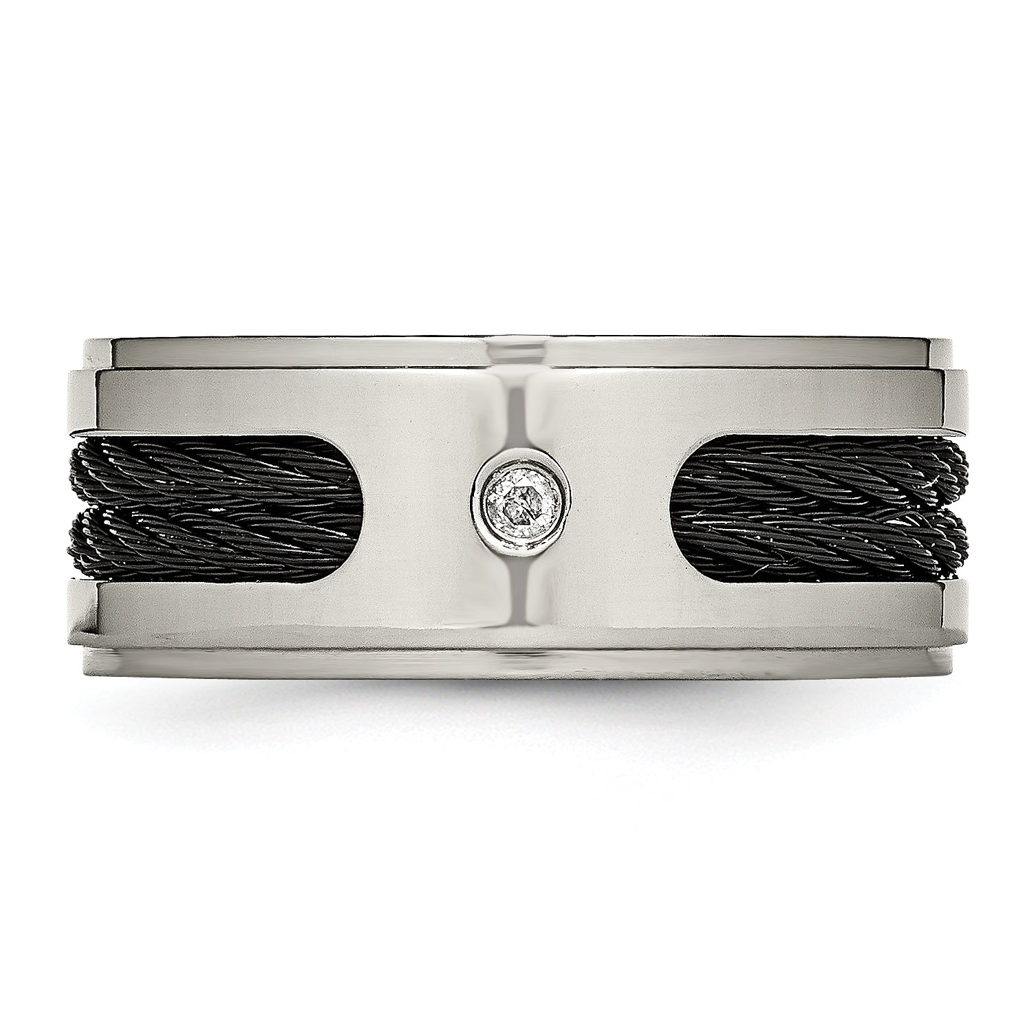 Titanium Black IP-Plated Unisex Wedding Band with Diamond Accent