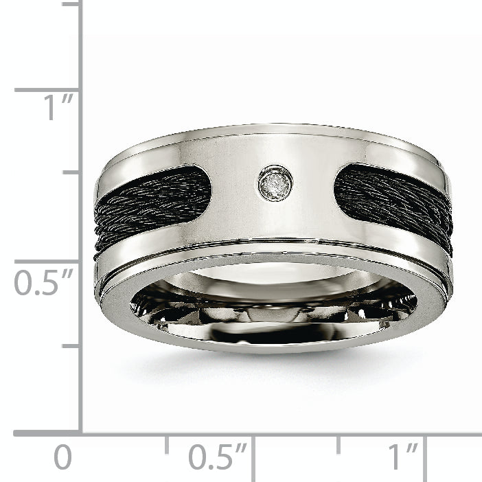 Titanium Black IP-Plated Unisex Wedding Band with Diamond Accent