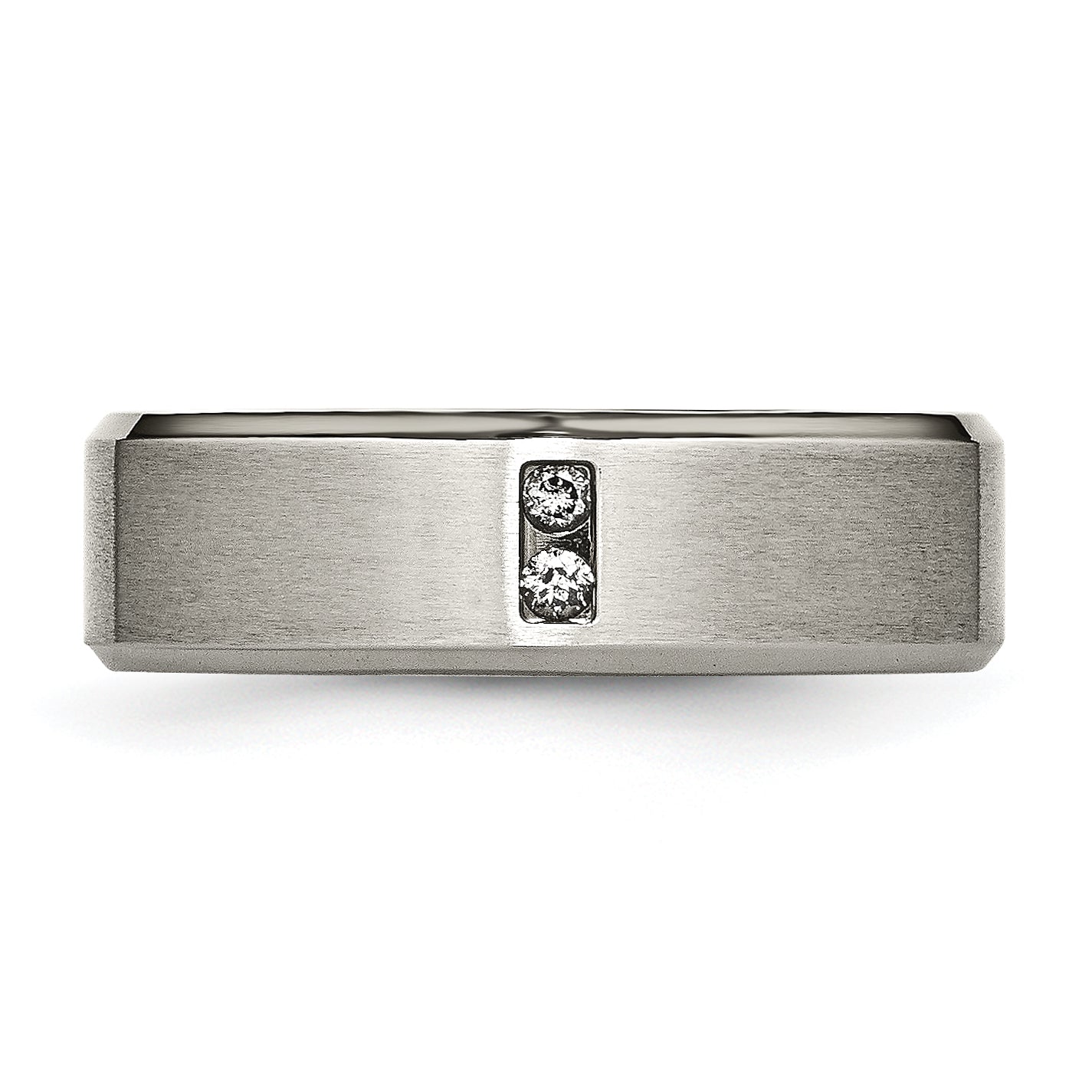 Titanium Diamond Wedding Band with Brushed Finish, Unisex & Engravable