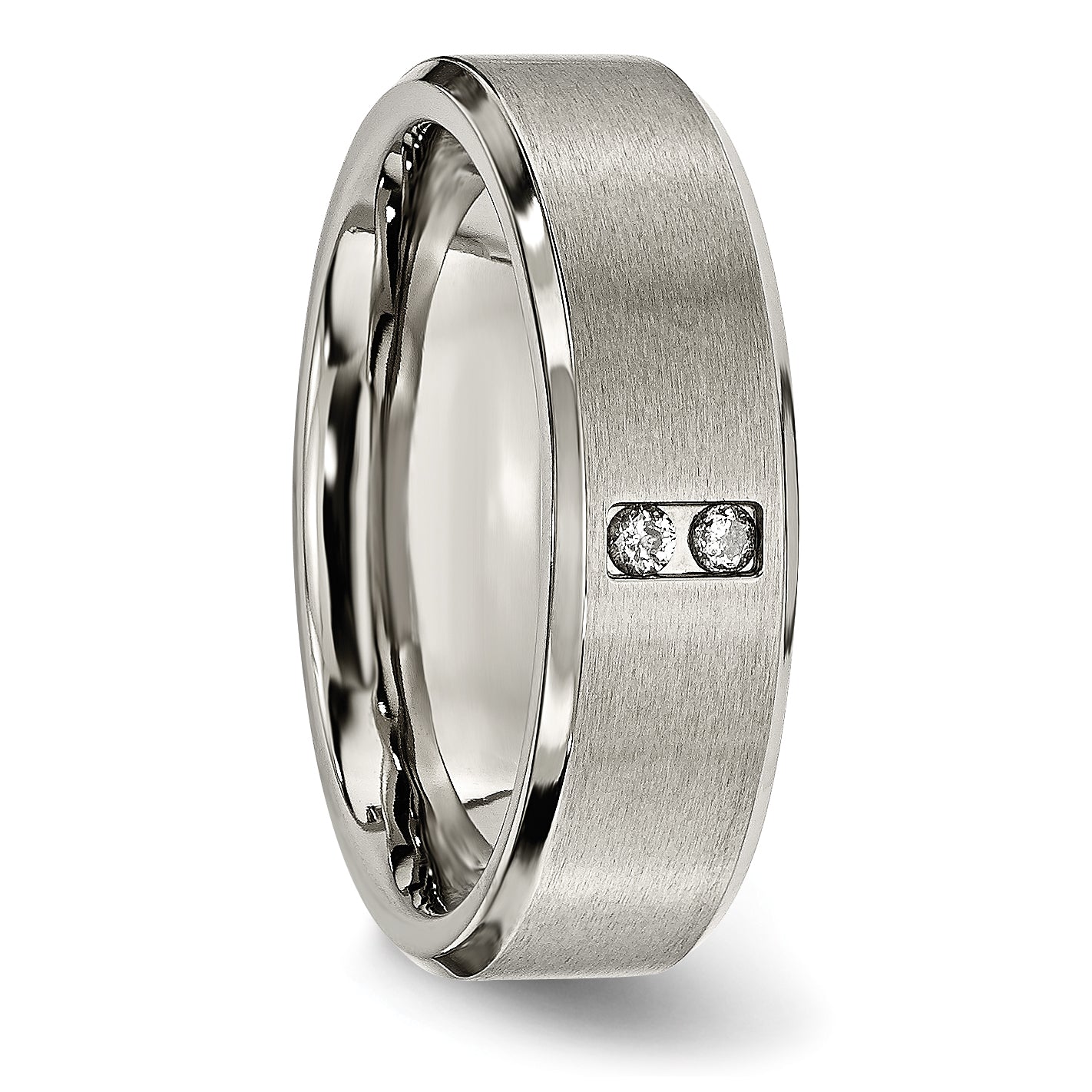 Titanium Diamond Wedding Band with Brushed Finish, Unisex & Engravable