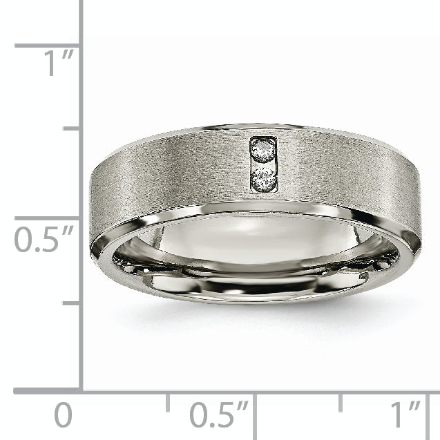 Titanium Diamond Wedding Band with Brushed Finish, Unisex & Engravable