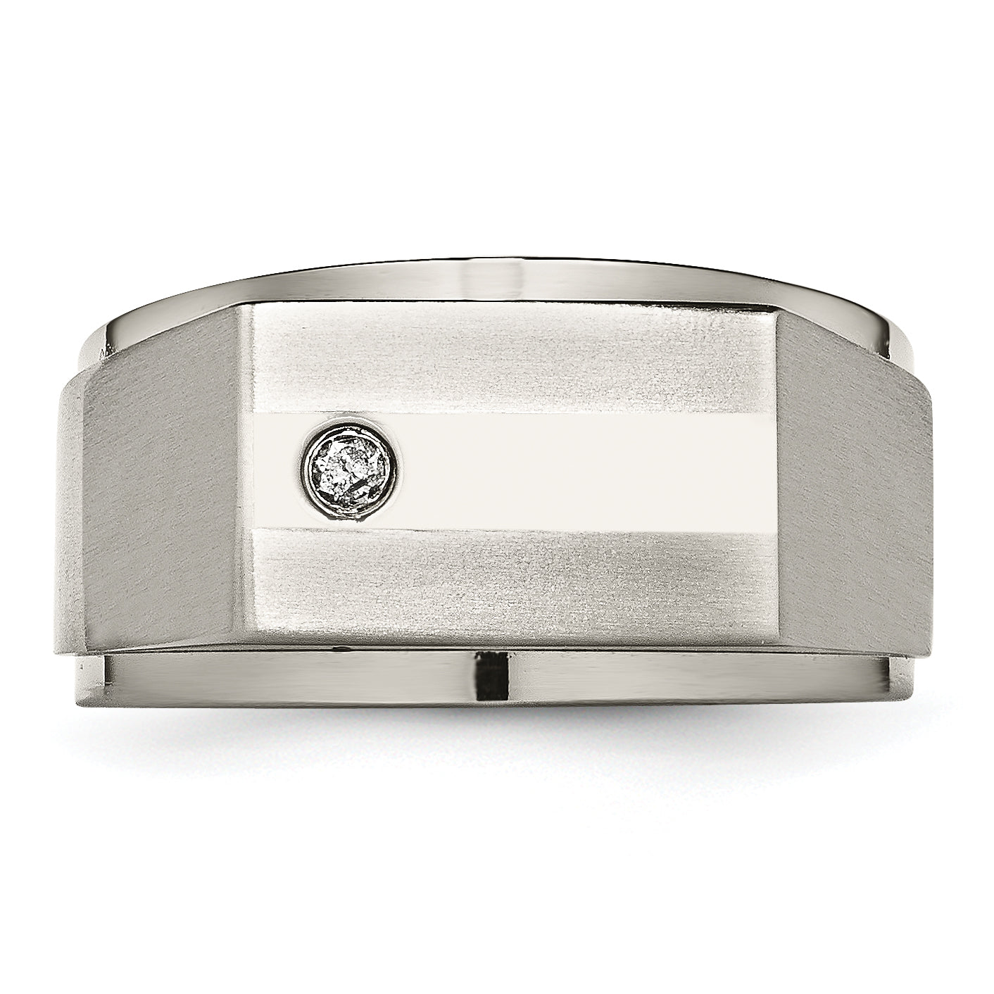 Titanium Satin and Polished 1/20 Carat Diamond Signet Band