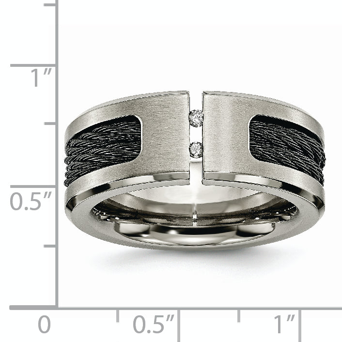 Sophia Jewelers Titanium Unisex Wedding Band with Diamond Accents