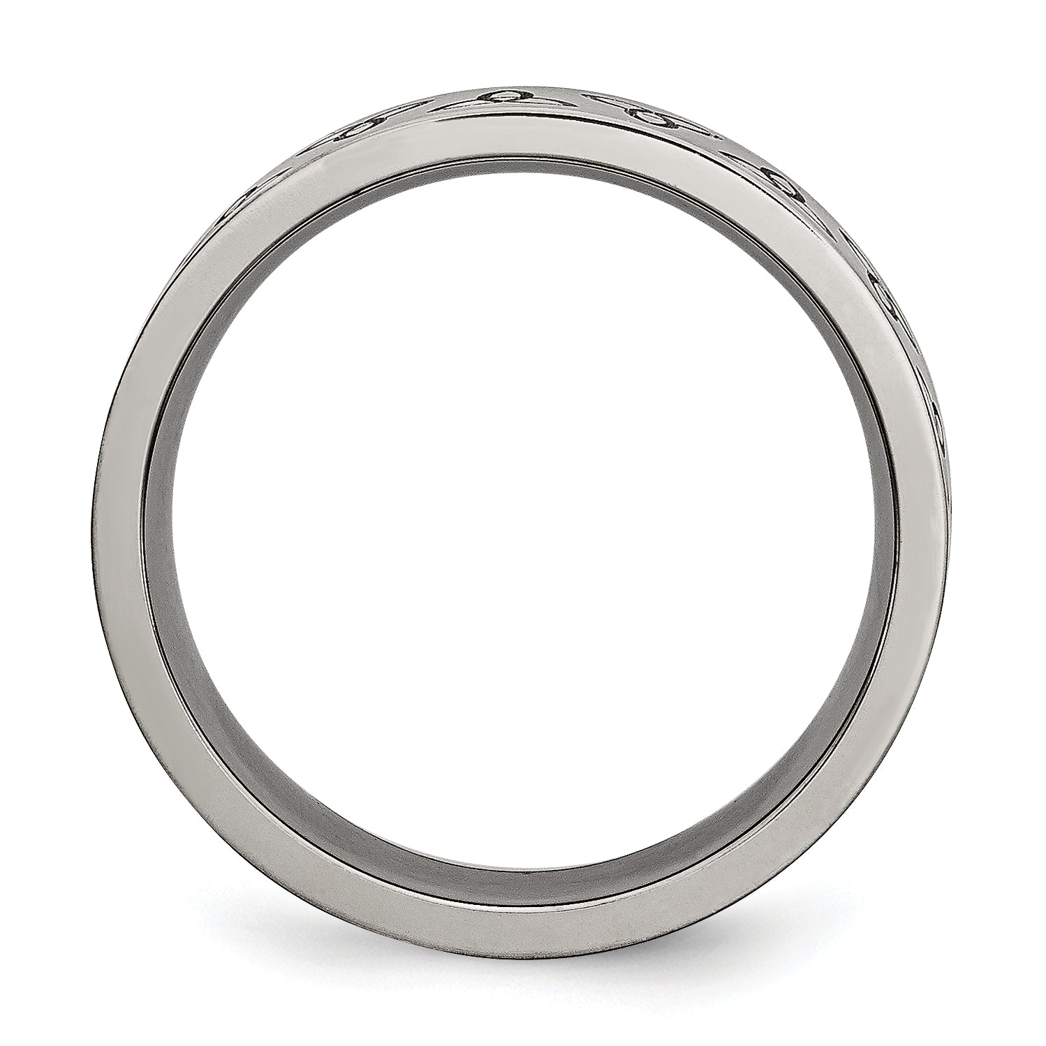 Titanium Brushed 6mm Trinity Symbol Flat Band