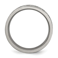 Titanium Brushed 6mm Trinity Symbol Flat Band