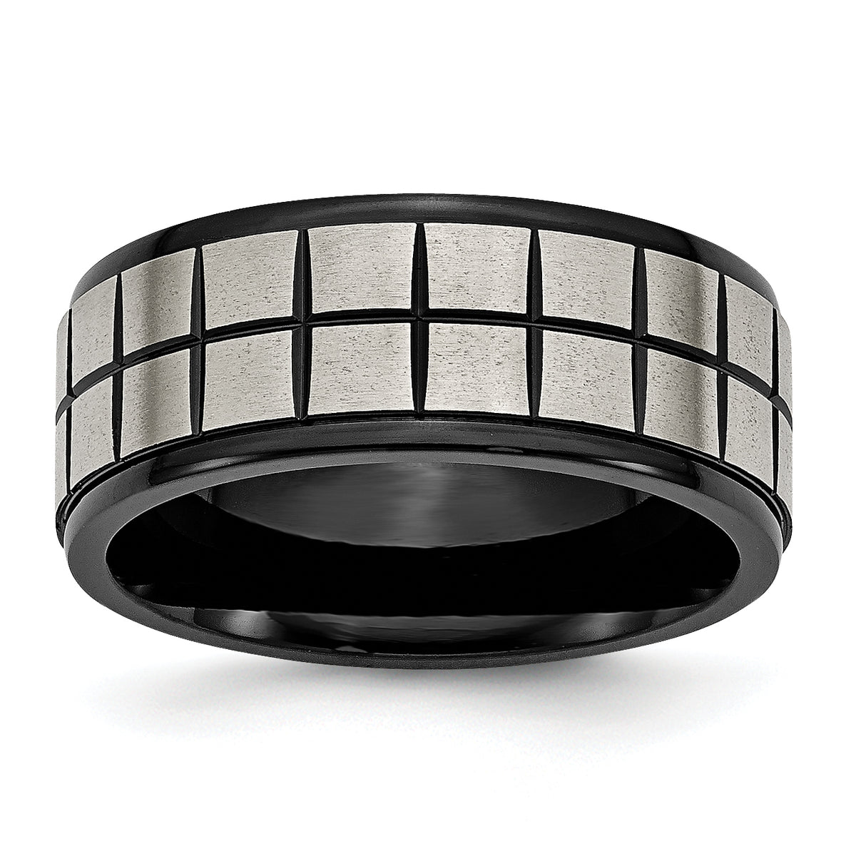 Titanium Brushed Center Black IP-plated 9mm Band