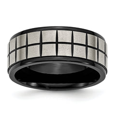 Titanium Brushed Center Black IP-plated 9mm Band