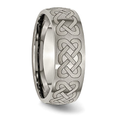 Titanium Brushed Celtic Laser Design 8mm Band