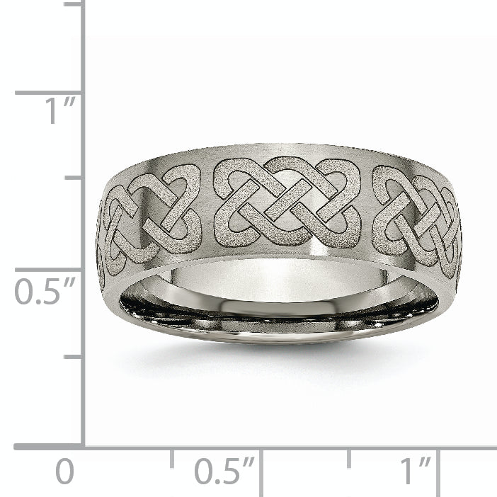 Titanium Brushed Celtic Laser Design 8mm Band