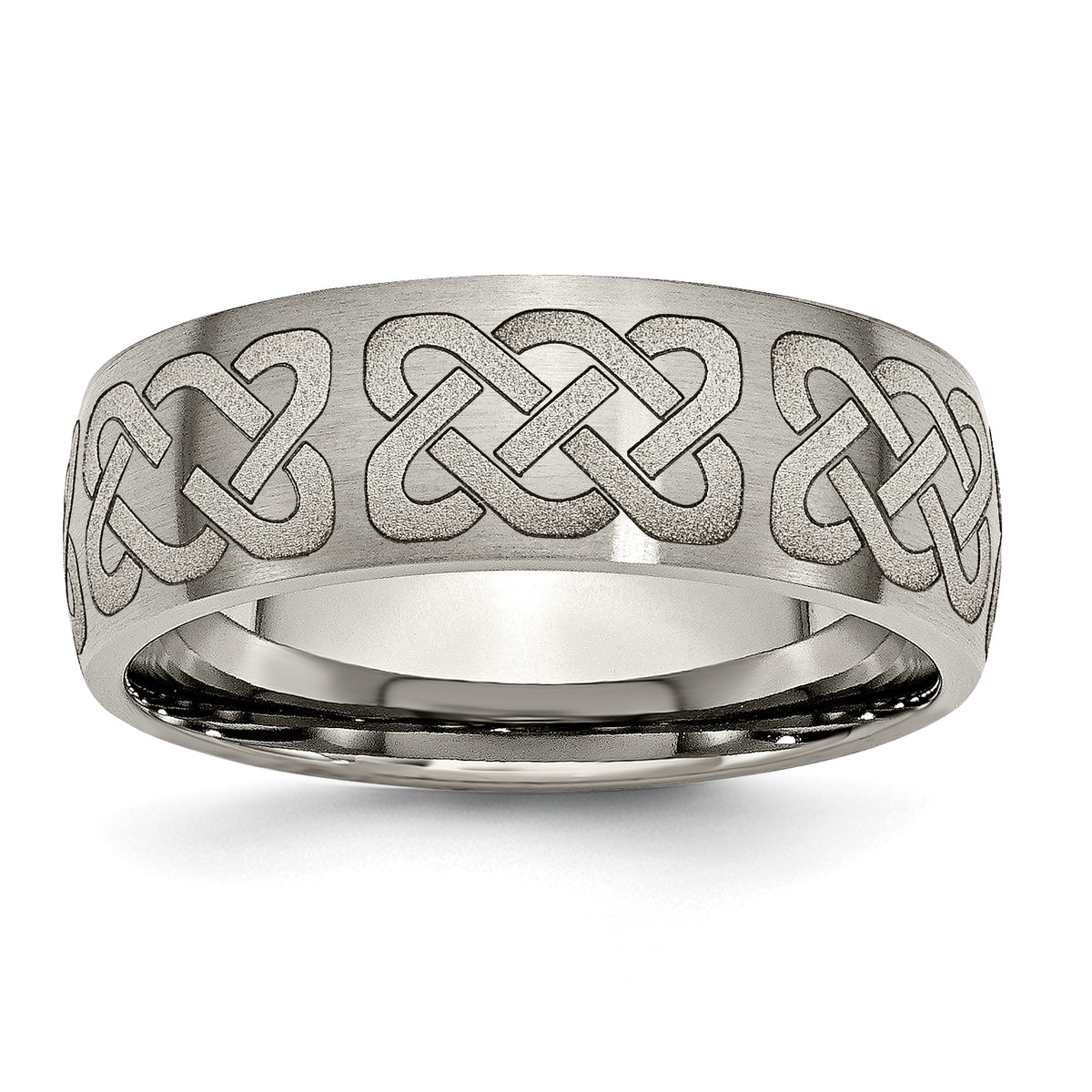 Titanium Brushed Celtic Laser Design 8mm Band