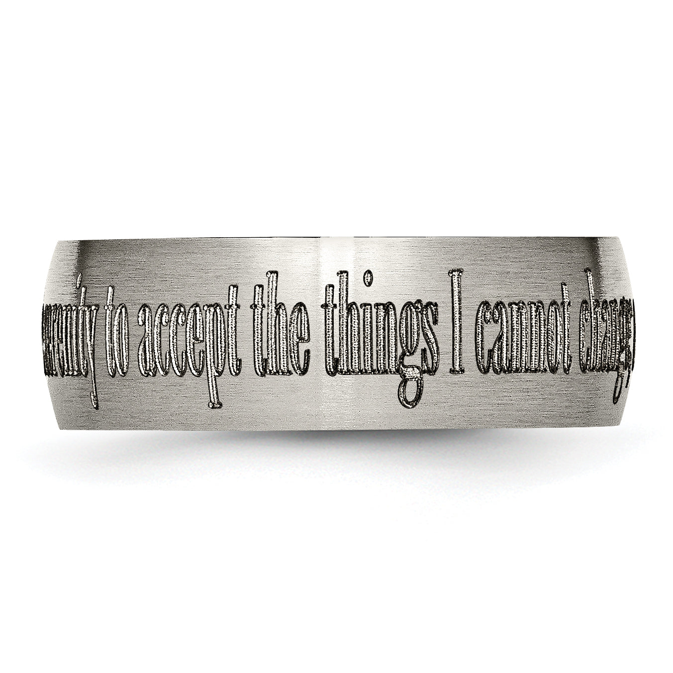 Titanium Brushed Serenity Prayer Laser Design 8mm Band