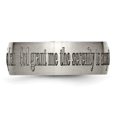 Titanium Brushed Serenity Prayer Laser Design 8mm Band