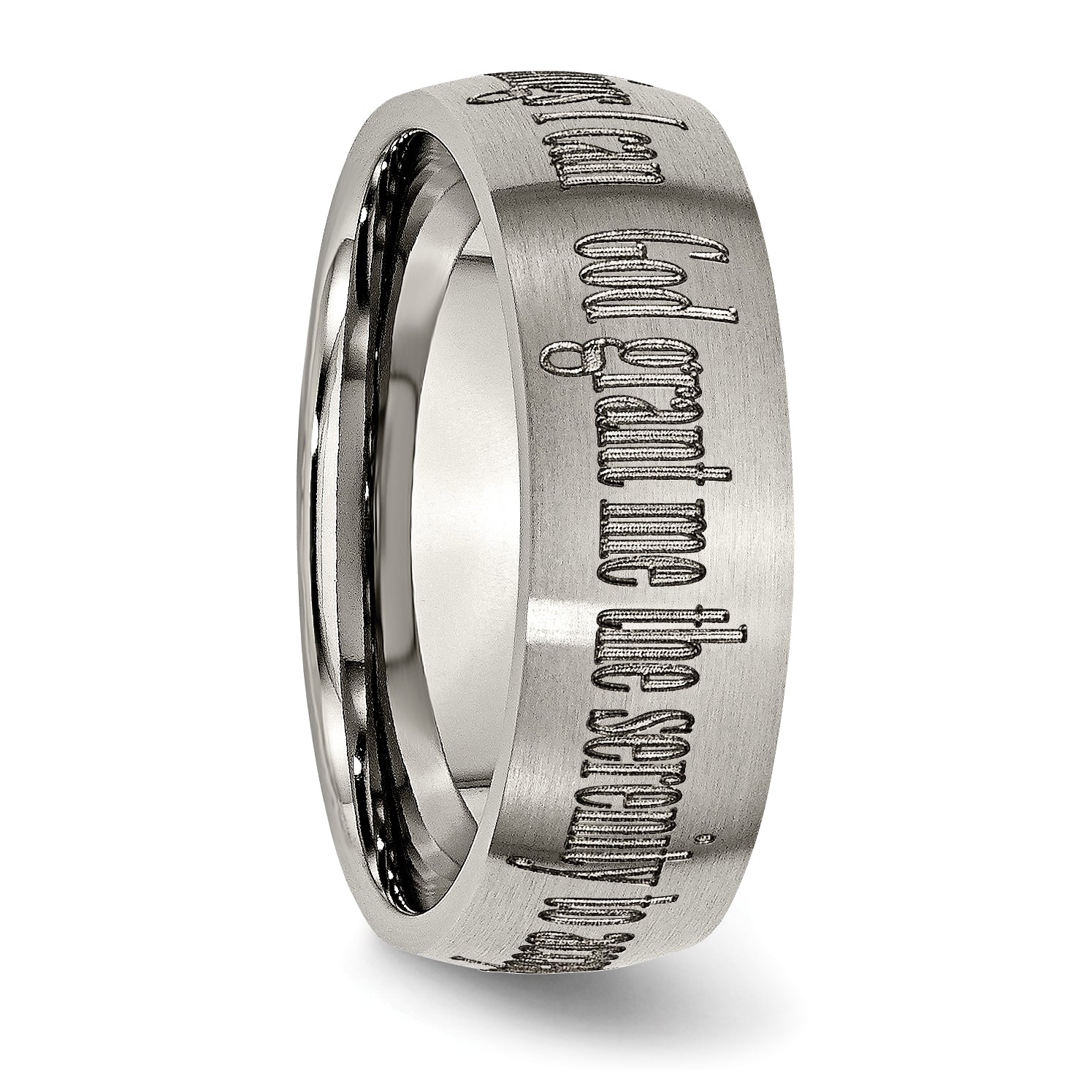 Titanium Brushed Serenity Prayer Laser Design 8mm Band