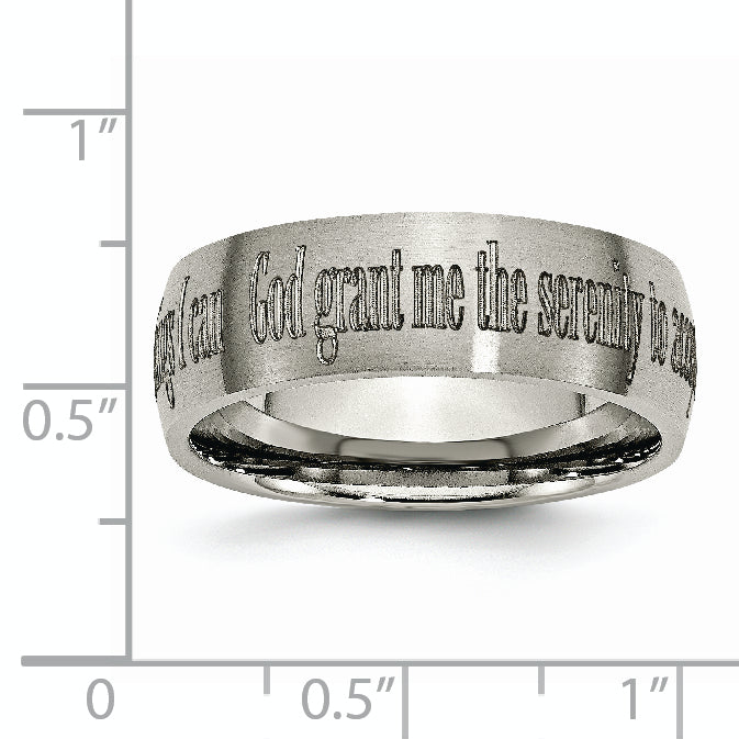 Titanium Brushed Serenity Prayer Laser Design 8mm Band