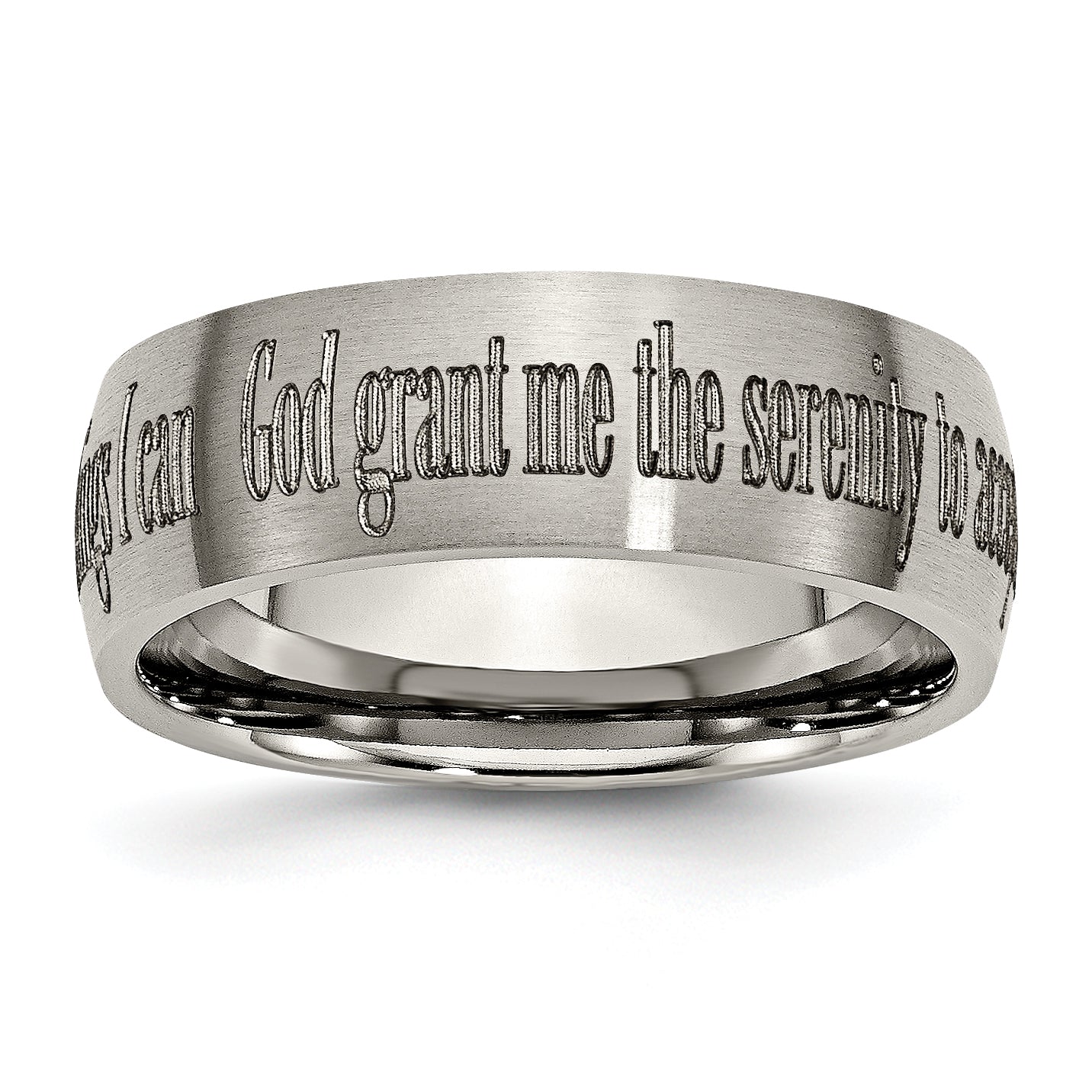 Titanium Brushed Serenity Prayer Laser Design 8mm Band