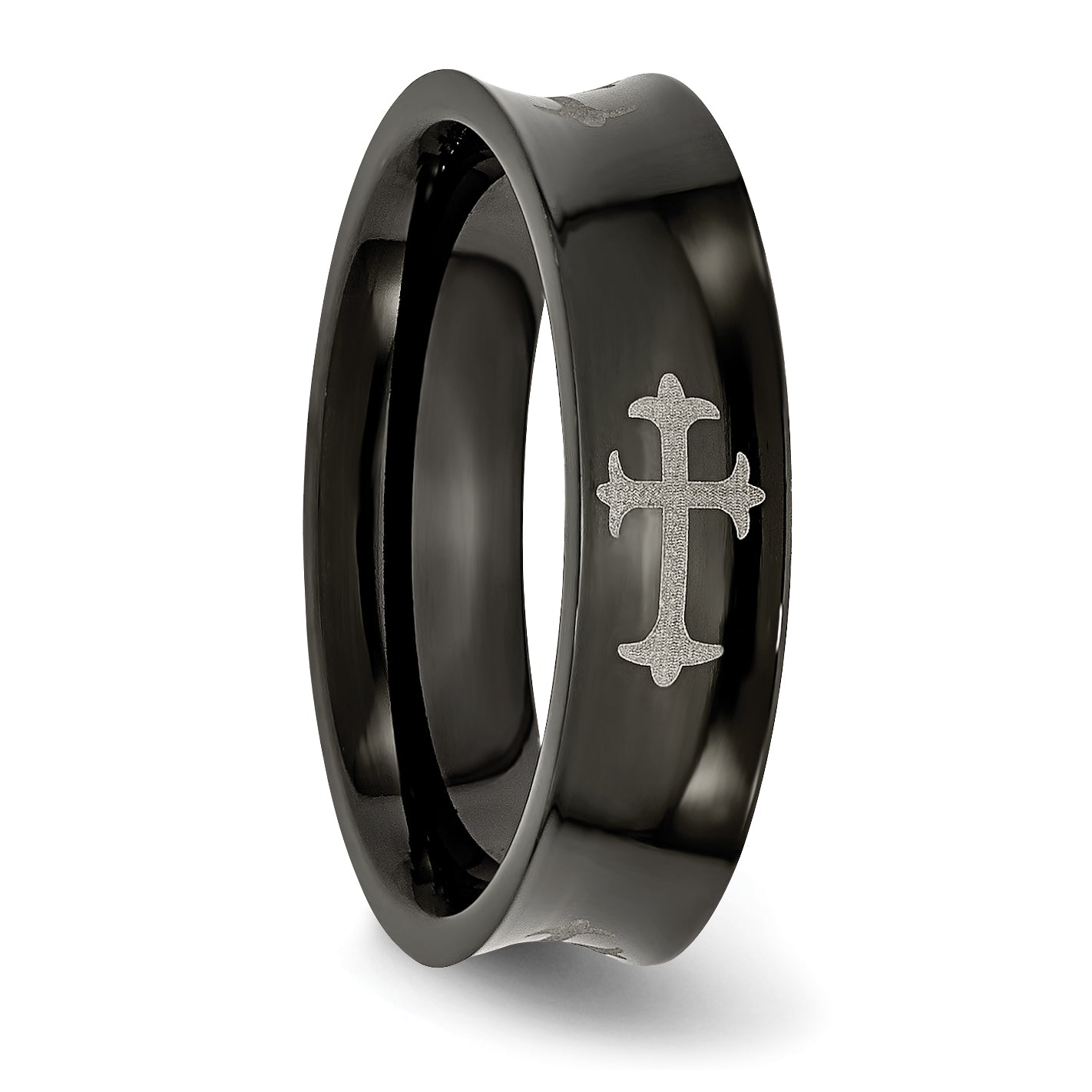 Titanium Black IP-Plated Concave Wedding Band Unisex Polished Engravable