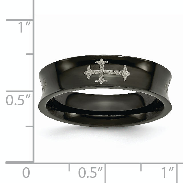 Titanium Cross Black IP-plated 6mm Concave Band