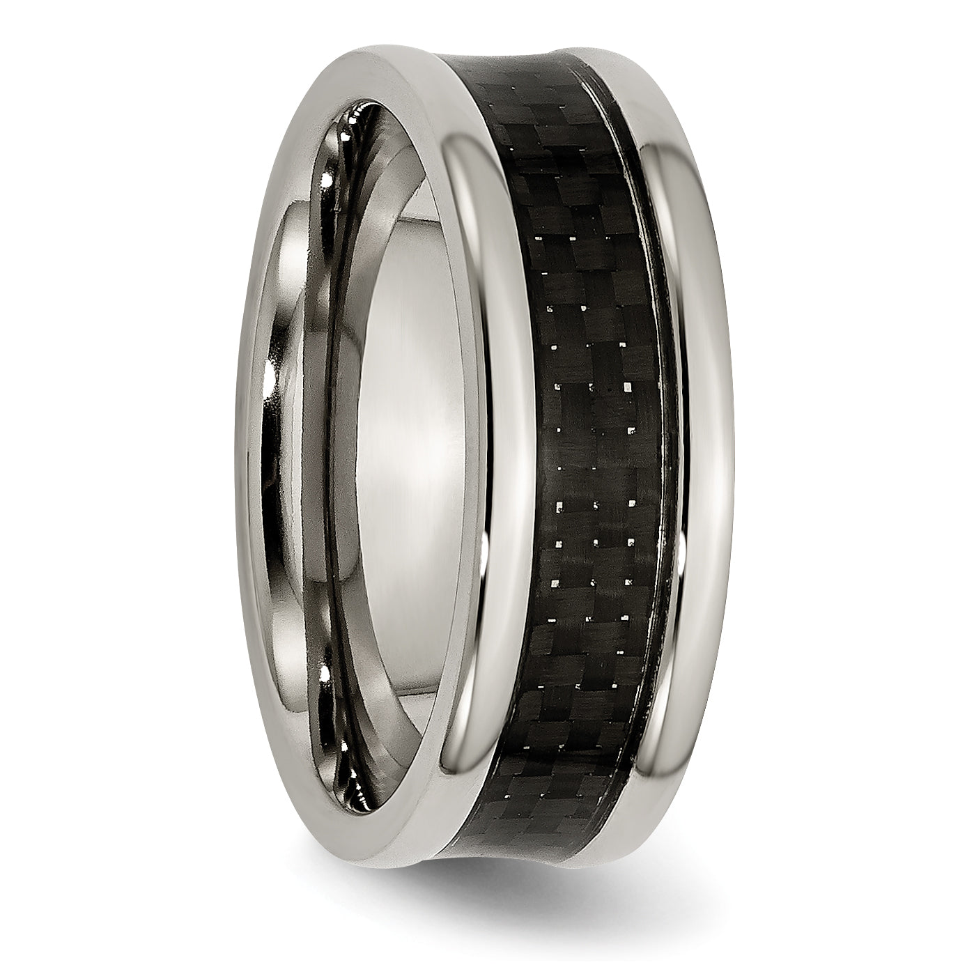 Titanium Polished with Black Carbon Fiber Inlay 8mm Band