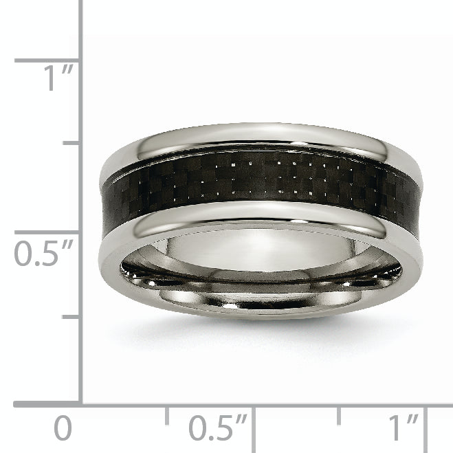 Titanium Polished with Black Carbon Fiber Inlay 8mm Band