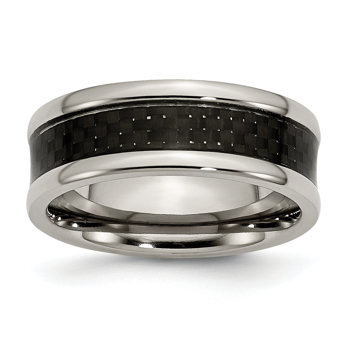 Titanium Polished with Black Carbon Fiber Inlay 8mm Band