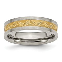 Titanium Brushed and Yellow IP-plated Ladies 6mm Band