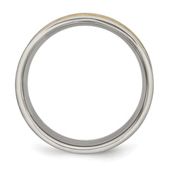 Titanium Men's Wedding Band with Gold-Tone Brushed Finish, Engravable