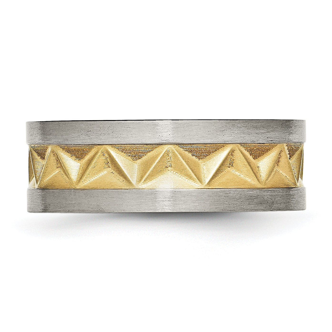 Titanium Men's Wedding Band with Gold-Tone Brushed Finish, Engravable