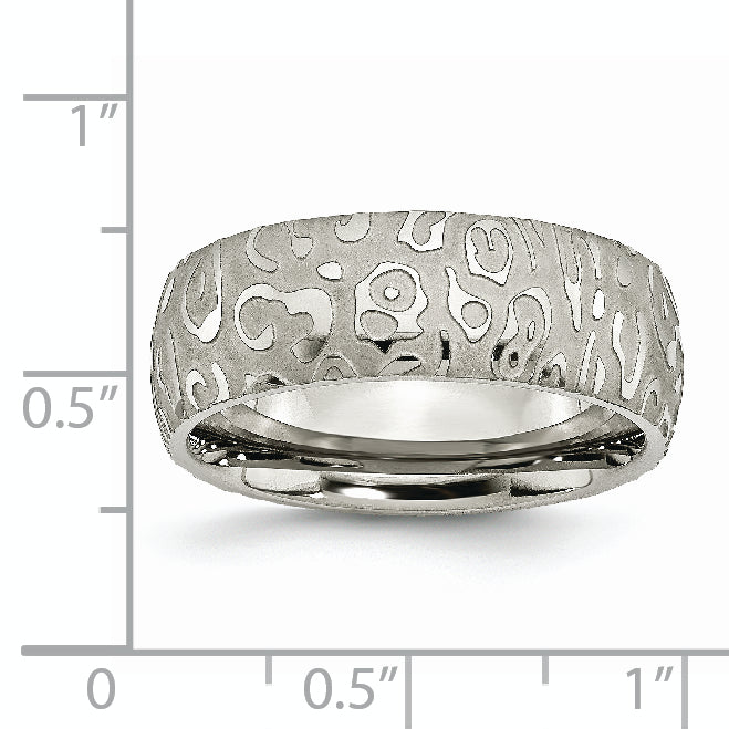 Titanium Brushed and Polished Textured 8mm Band