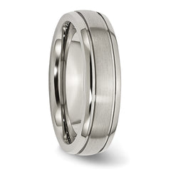 Sophia Jewelers Titanium Wedding Band with Grooved Edge Unisex Design