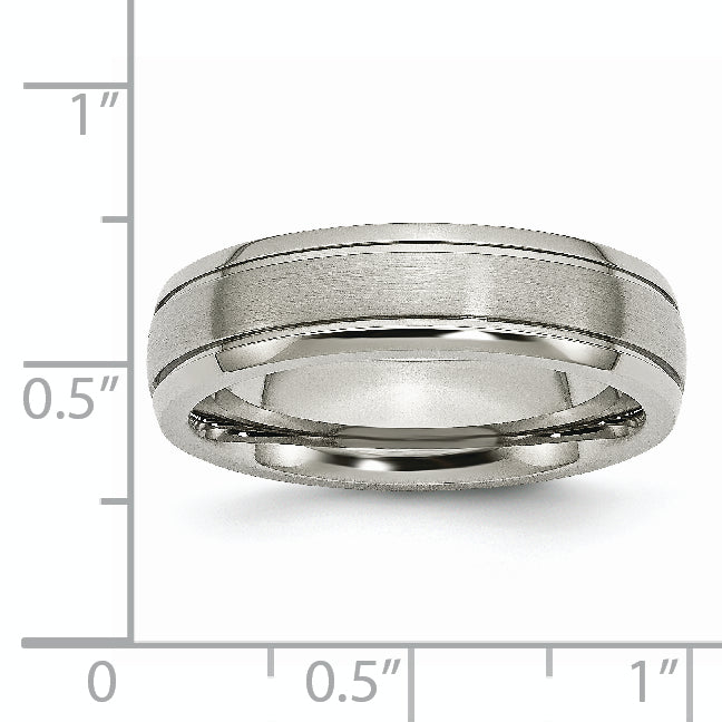 Sophia Jewelers Titanium Wedding Band with Grooved Edge Unisex Design