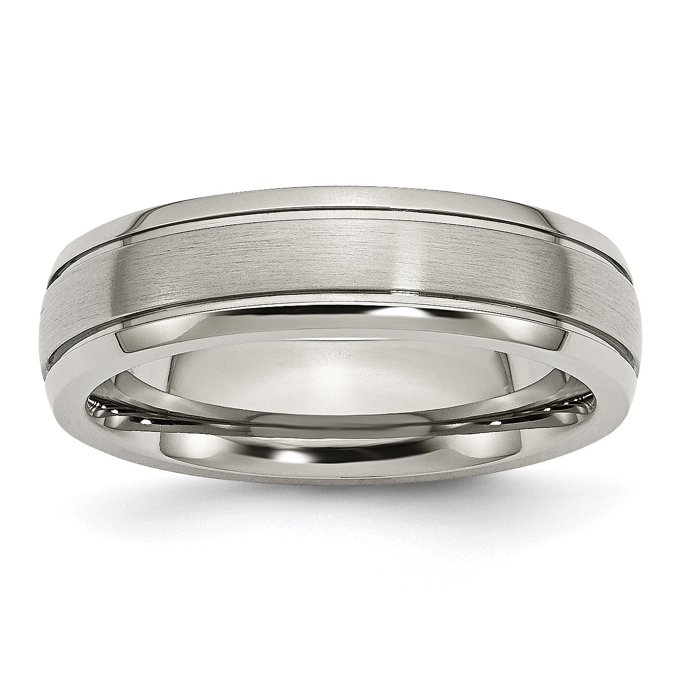 Titanium Brushed and Polished 6mm Grooved Edge Band