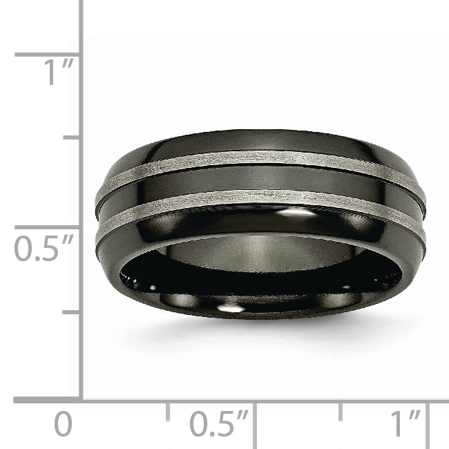 Titanium Grey & Black Ti Brushed and Polished 8mm Band