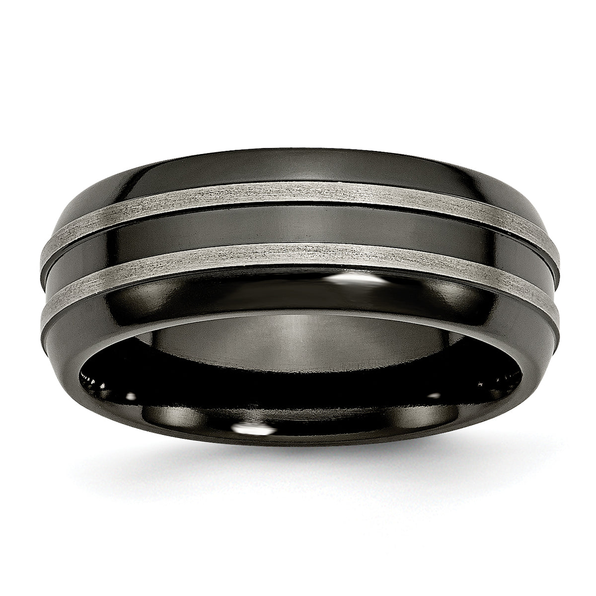 Titanium Grey & Black Ti Brushed and Polished 8mm Band