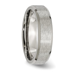 Titanium Brushed Center 6mm Beveled Edge Band