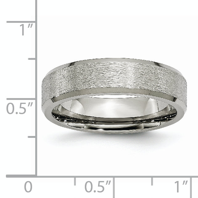 Titanium Brushed Center 6mm Beveled Edge Band