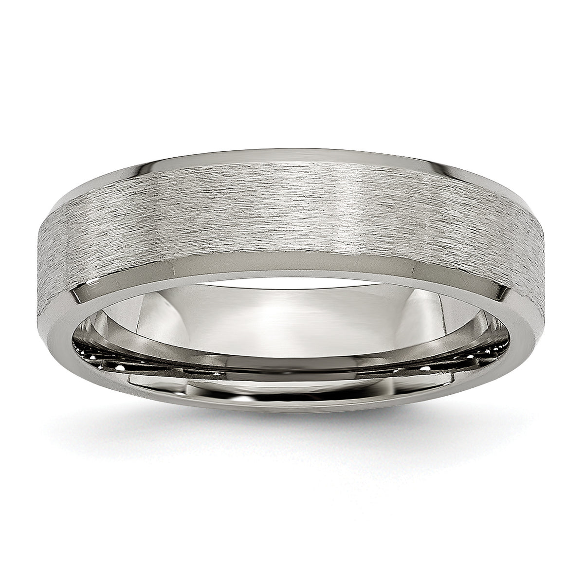 Titanium Brushed Center 6mm Beveled Edge Band